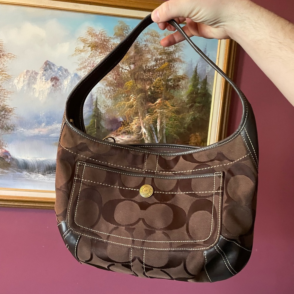 Coach Signature Brown Shoulder Bag EUC - Picture 10 of 11